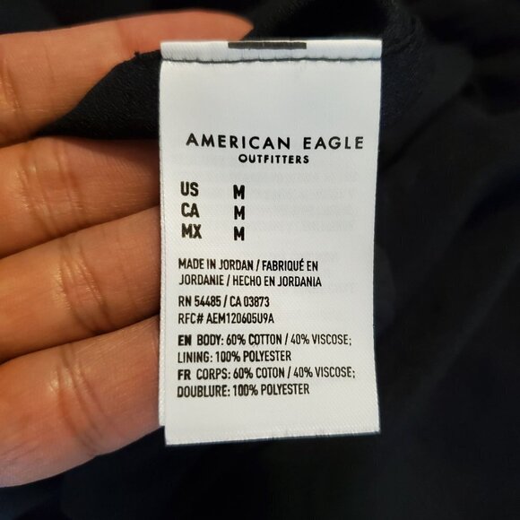 American Eagle Smock Mini Dress Halter Sleeveless Open Back Medium Womens Black - Picture 6 of 11